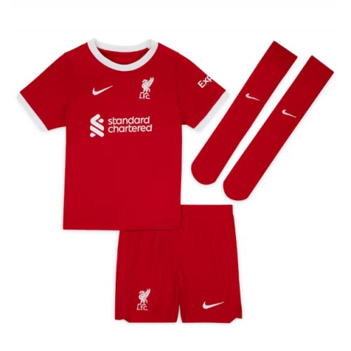 Liverpool Virgil van Dijk #4 Hemmakläder Barn 2023-24 Kortärmad (+ Korta byxor)